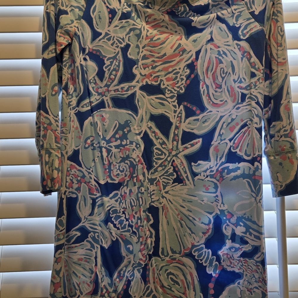 Lilly Pulitzer Blue and Pink Floral Long Sleeve Top